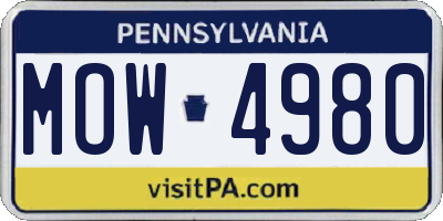 PA license plate MOW4980