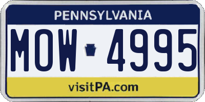PA license plate MOW4995
