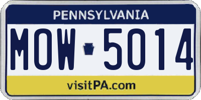 PA license plate MOW5014