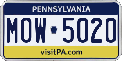 PA license plate MOW5020