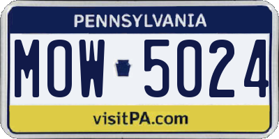 PA license plate MOW5024
