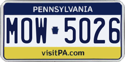 PA license plate MOW5026