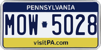 PA license plate MOW5028