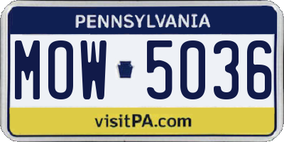 PA license plate MOW5036