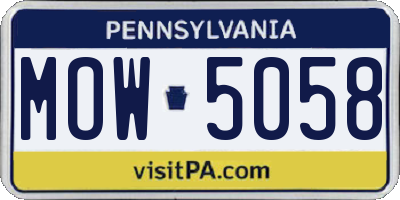 PA license plate MOW5058
