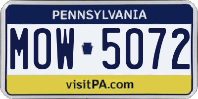PA license plate MOW5072