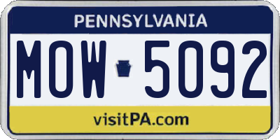 PA license plate MOW5092