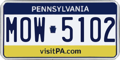 PA license plate MOW5102