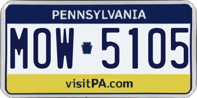 PA license plate MOW5105