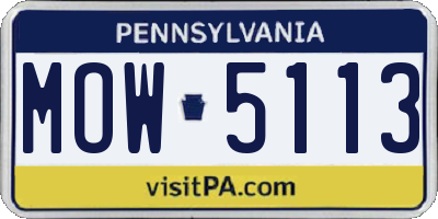 PA license plate MOW5113