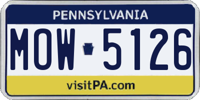 PA license plate MOW5126