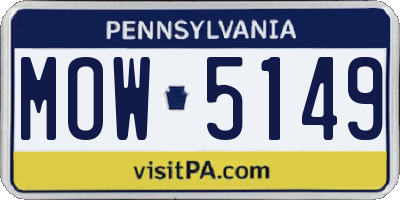 PA license plate MOW5149
