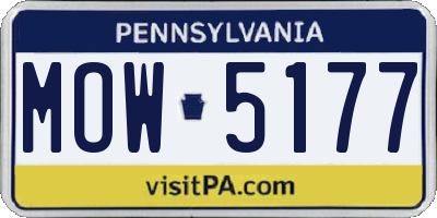 PA license plate MOW5177