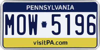 PA license plate MOW5196