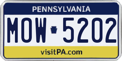 PA license plate MOW5202