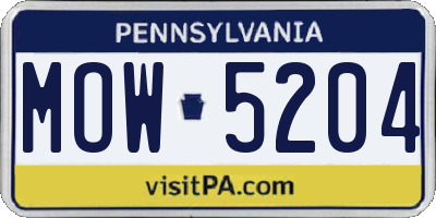 PA license plate MOW5204