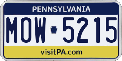 PA license plate MOW5215