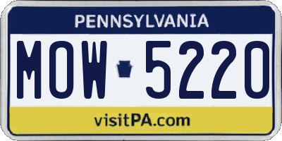 PA license plate MOW5220