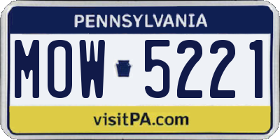 PA license plate MOW5221