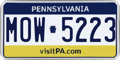 PA license plate MOW5223