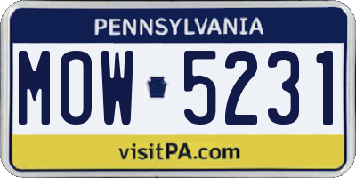 PA license plate MOW5231