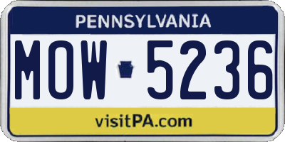 PA license plate MOW5236