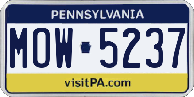 PA license plate MOW5237
