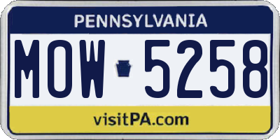 PA license plate MOW5258