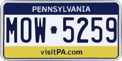 PA license plate MOW5259