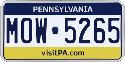 PA license plate MOW5265