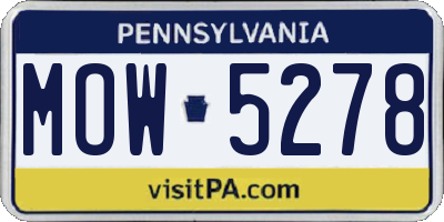 PA license plate MOW5278