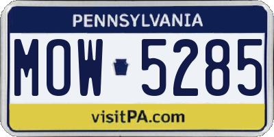 PA license plate MOW5285