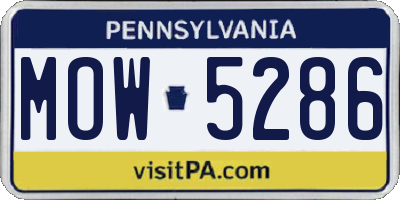 PA license plate MOW5286