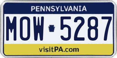 PA license plate MOW5287
