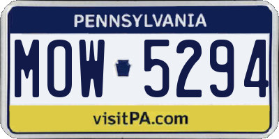 PA license plate MOW5294