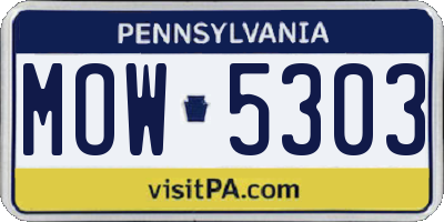 PA license plate MOW5303