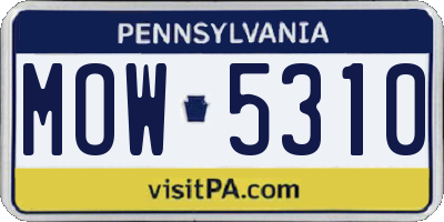PA license plate MOW5310