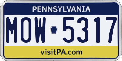 PA license plate MOW5317