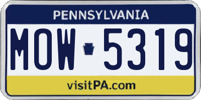 PA license plate MOW5319