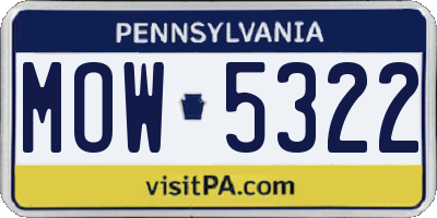 PA license plate MOW5322