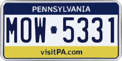 PA license plate MOW5331