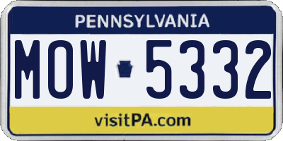 PA license plate MOW5332
