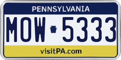PA license plate MOW5333