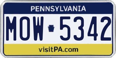 PA license plate MOW5342