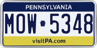 PA license plate MOW5348