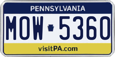 PA license plate MOW5360
