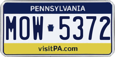PA license plate MOW5372