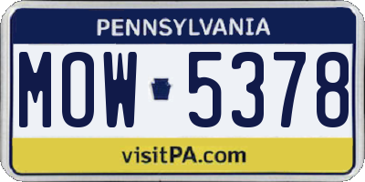 PA license plate MOW5378