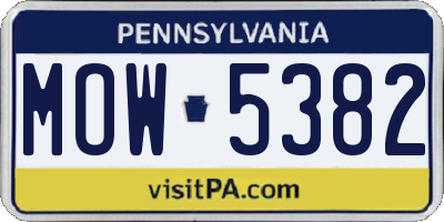 PA license plate MOW5382