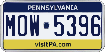 PA license plate MOW5396